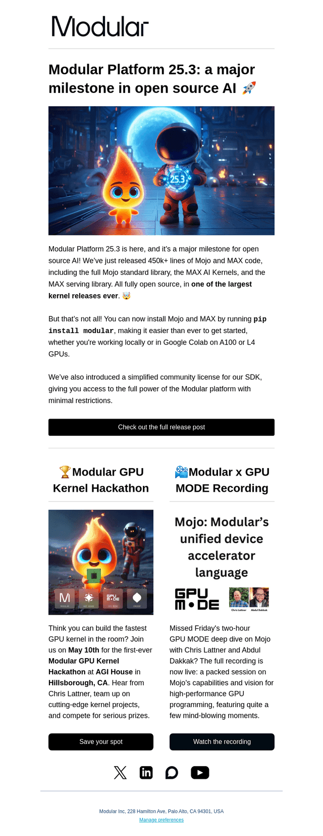 Modular Platform 25.3 is here, and it's a major milestone in open source AI 🔓