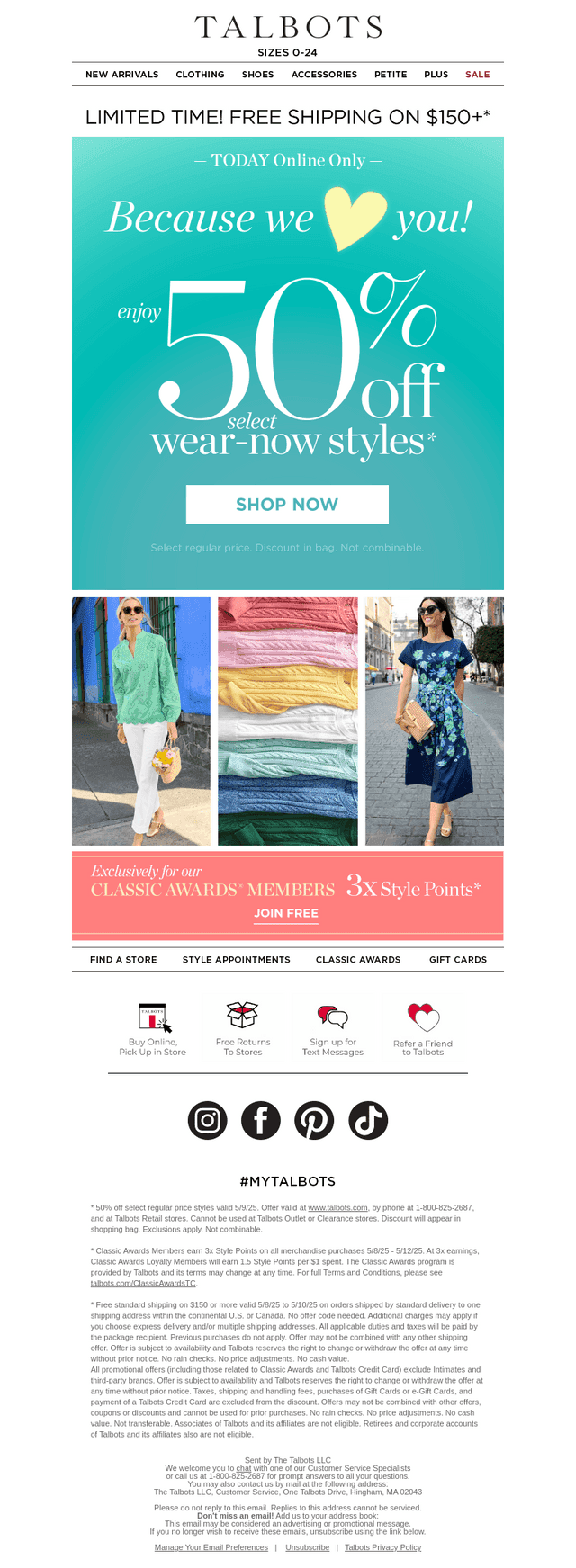 One Day Only! ❤️ 50% off select wear-now styles*
