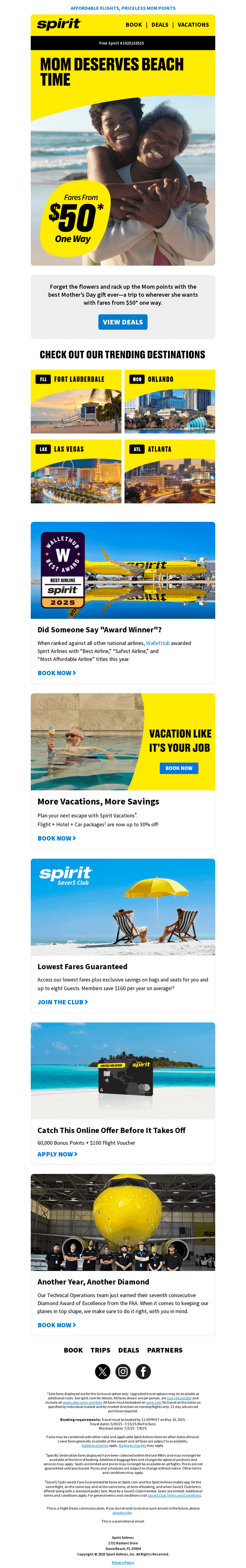 Spirit Airlines email from Fri, May 9, 2025