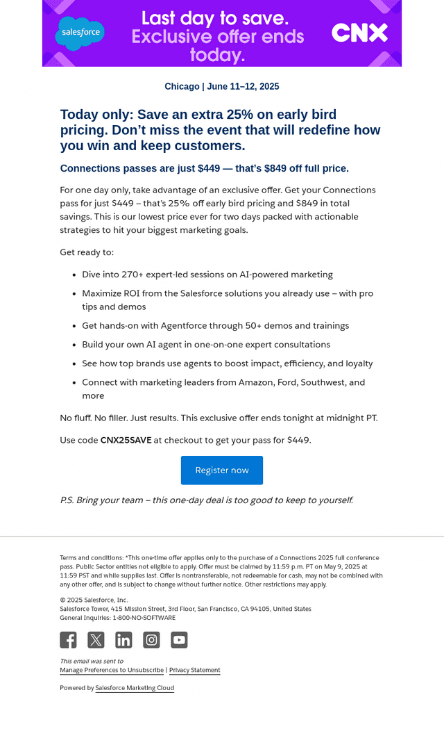 One Day Only: Get Connections for $449 — Save $849!