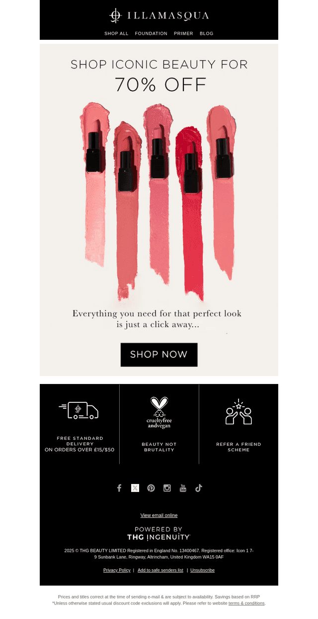 🤑 70% OFF at Illamasqua