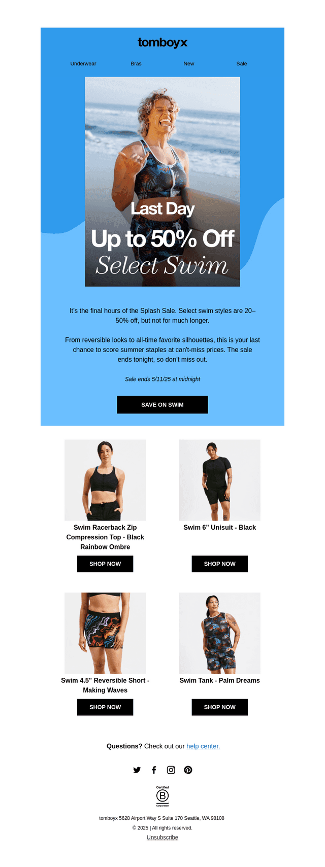 20–50% Swim Ends Tonight