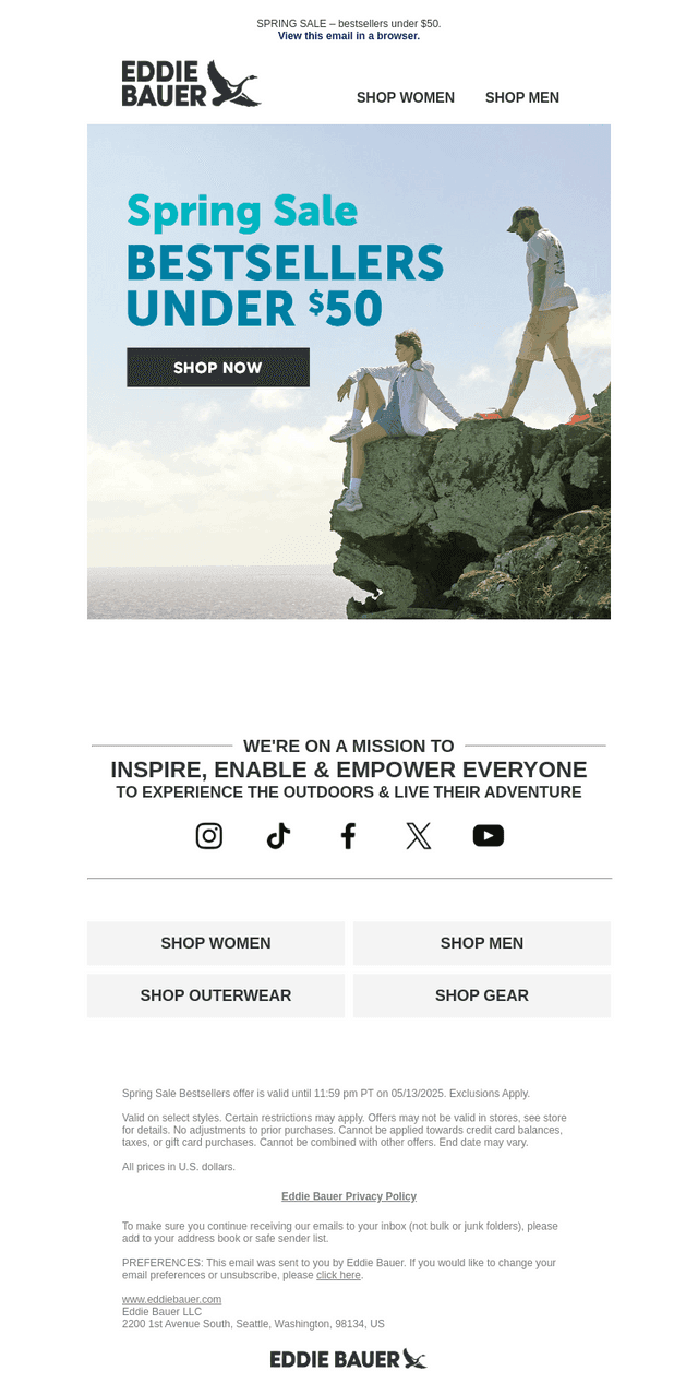 Eddie Bauer email from Sun, May 11, 2025