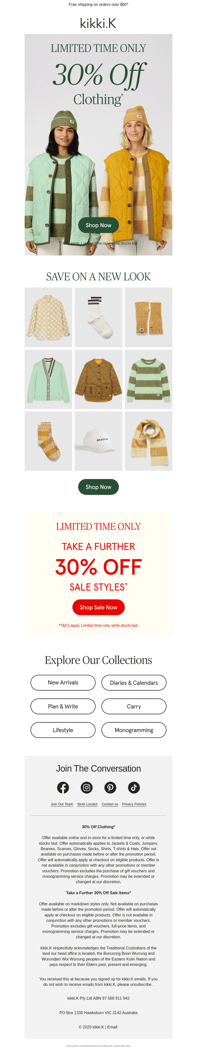 30% Off Clothing*