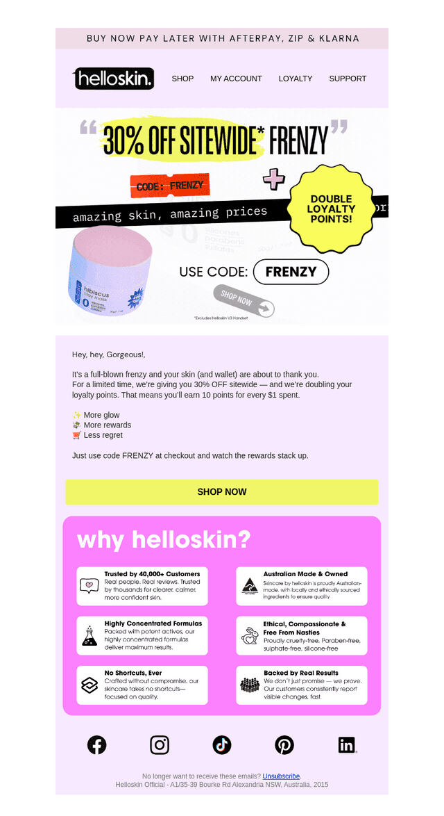 Helloskin.com.au email from Wed, May 14, 2025