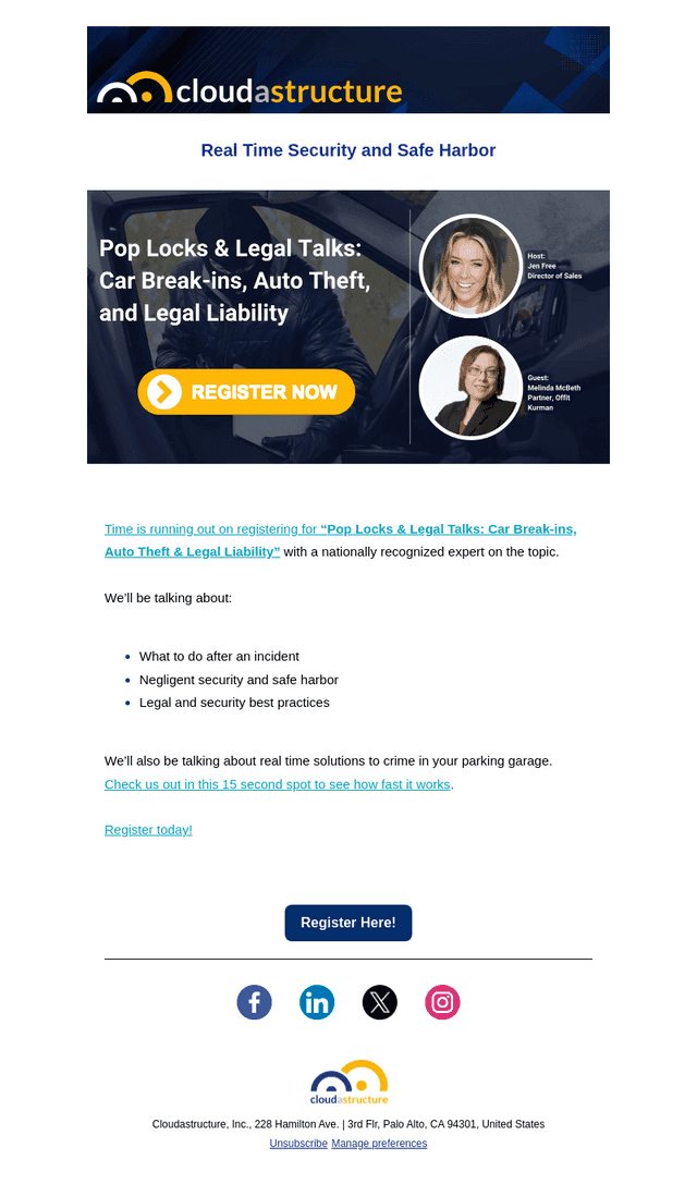 Tomorrow! Car break-ins, theft & liability webinar!