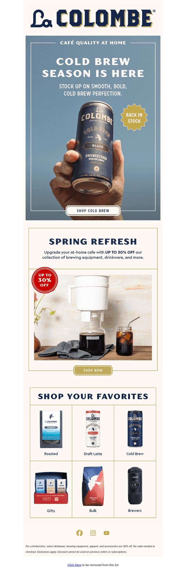 La Colombe Coffee Roasters email from Thu, May 15, 2025