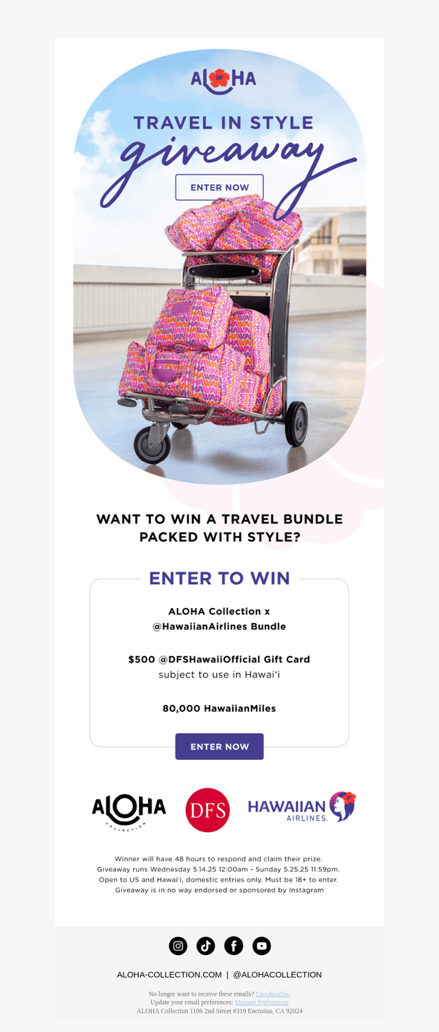 ALOHA Collection email from Thu, May 15, 2025