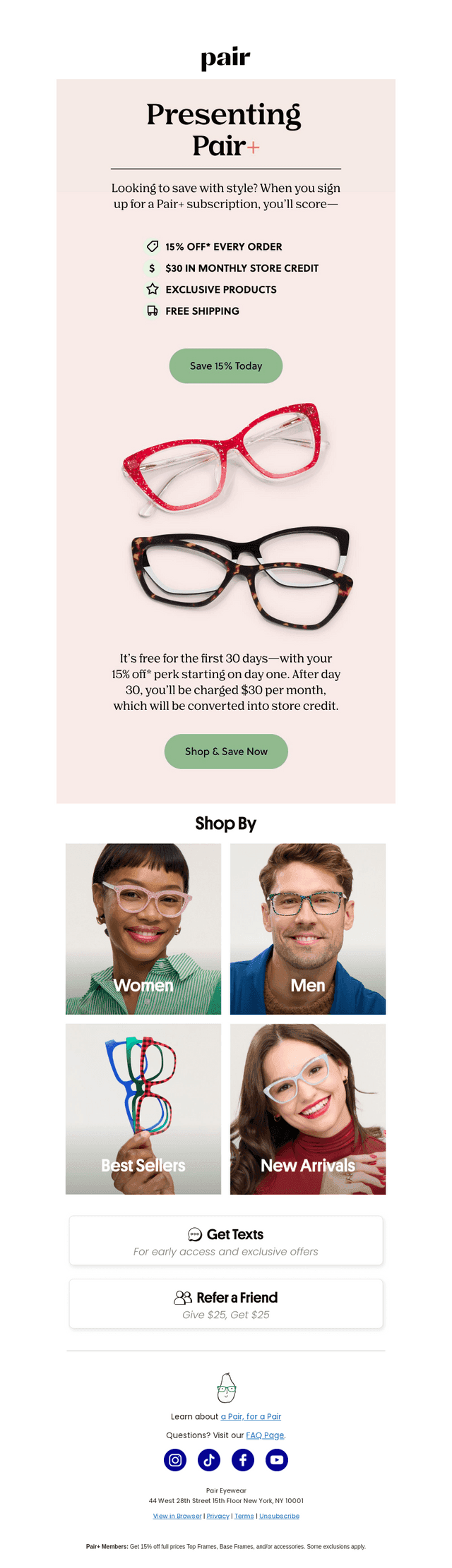 Pair Eyewear email from Fri, May 16, 2025