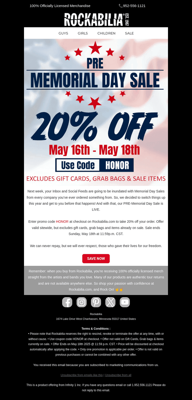 Rockabilia email from Fri, May 16, 2025