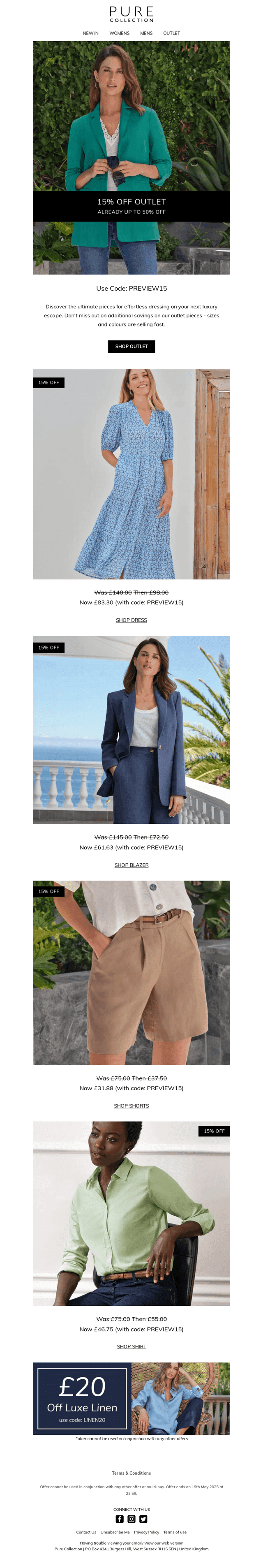 Extra 15% Off Outlet Until Tomorrow