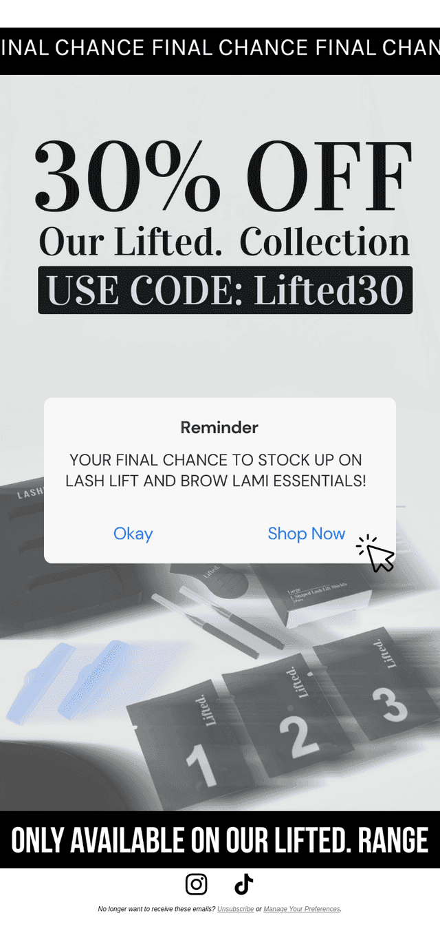 Final chance to shop 30% off Lash Lifting🖤