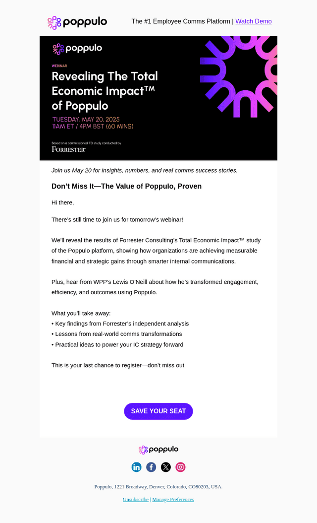 poppulo email from Mon, May 19, 2025