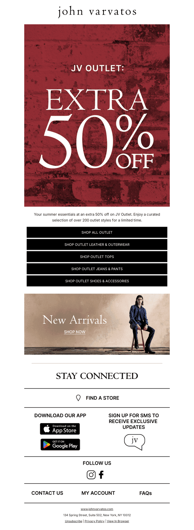 JV Outlet: Now An Extra 50% Off