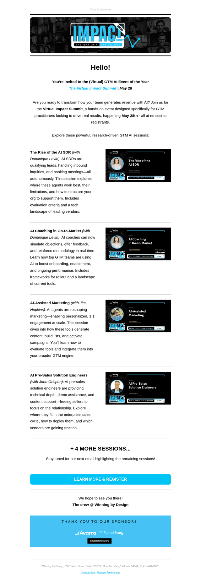 Winning by Design email from Tue, May 20, 2025
