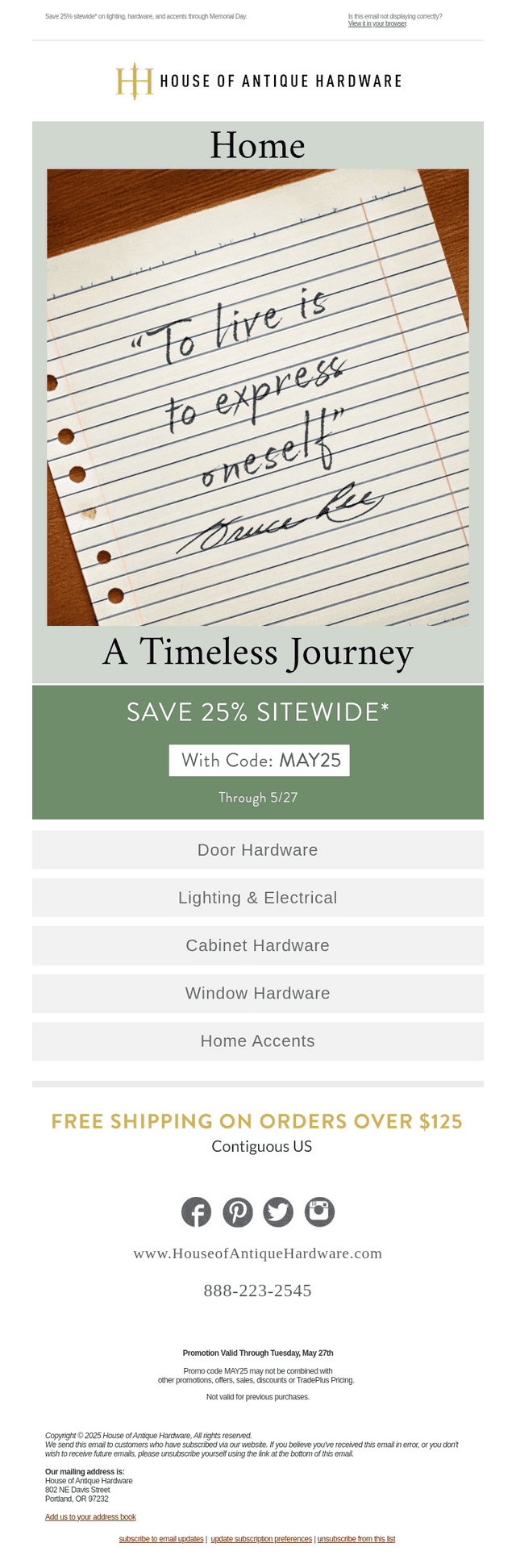 House of Antique Hardware email from Tue, May 20, 2025
