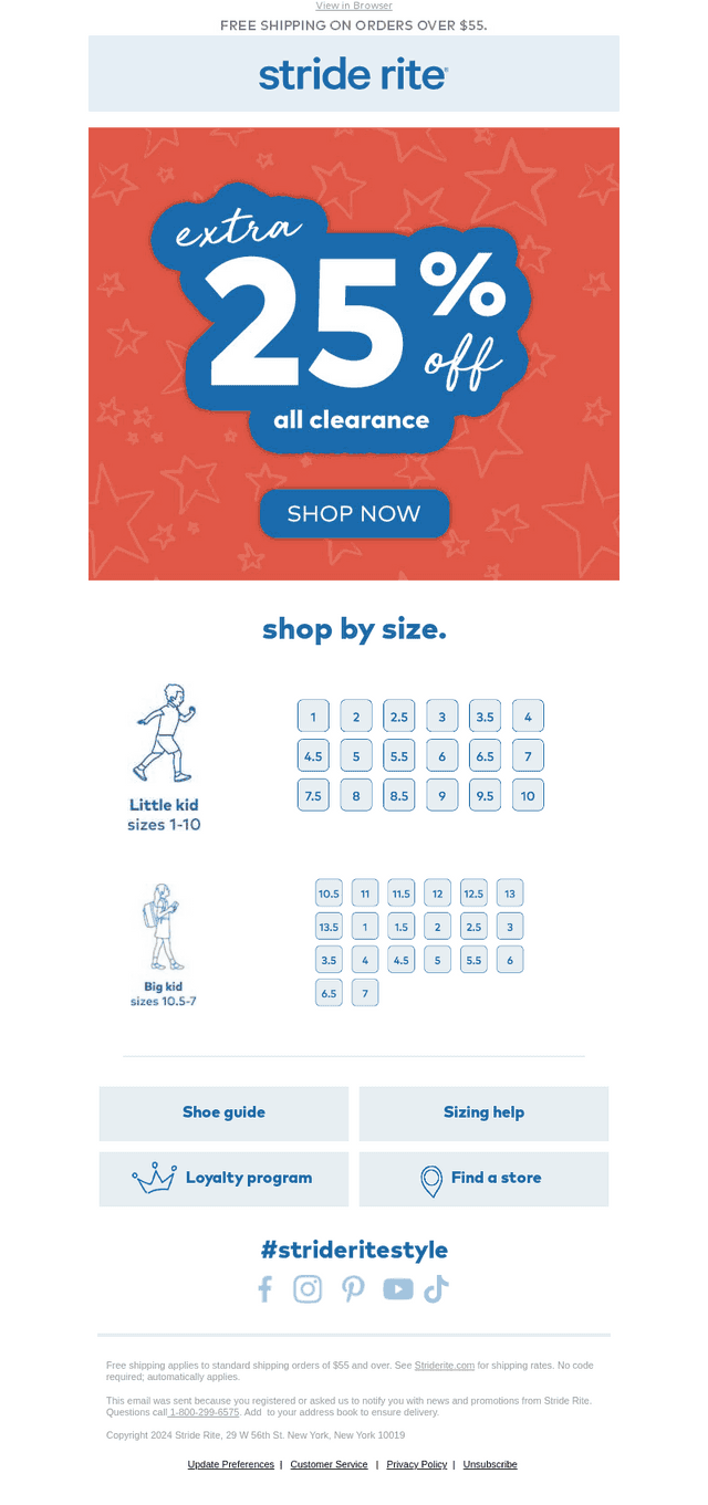 Stride Rite email from Wed, May 21, 2025