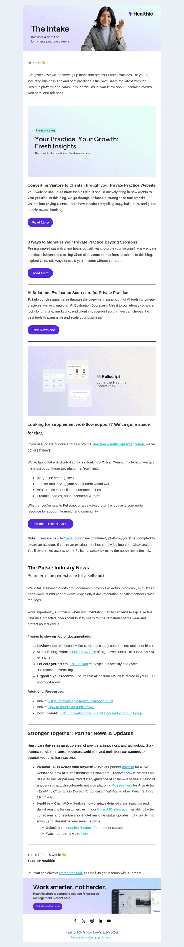 Healthie email from Wed, May 21, 2025