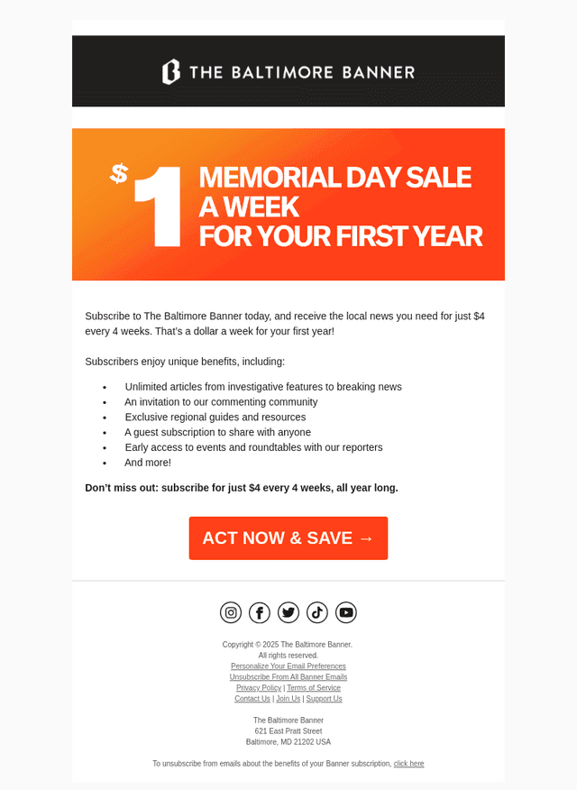The Baltimore Banner email from Wed, May 21, 2025