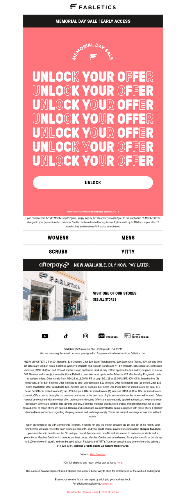 Fabletics email from Thu, May 22, 2025