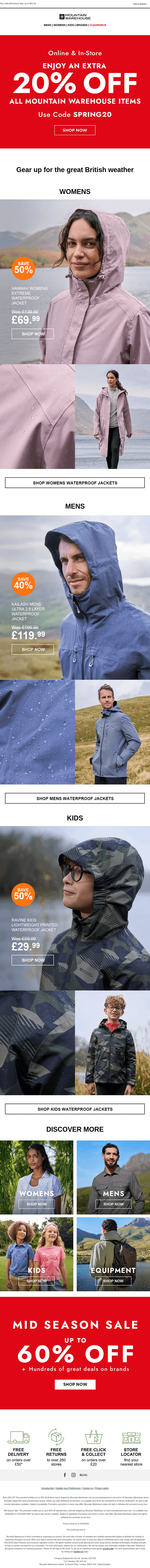Extra 20% Off | Shop Waterproofs Now ☔