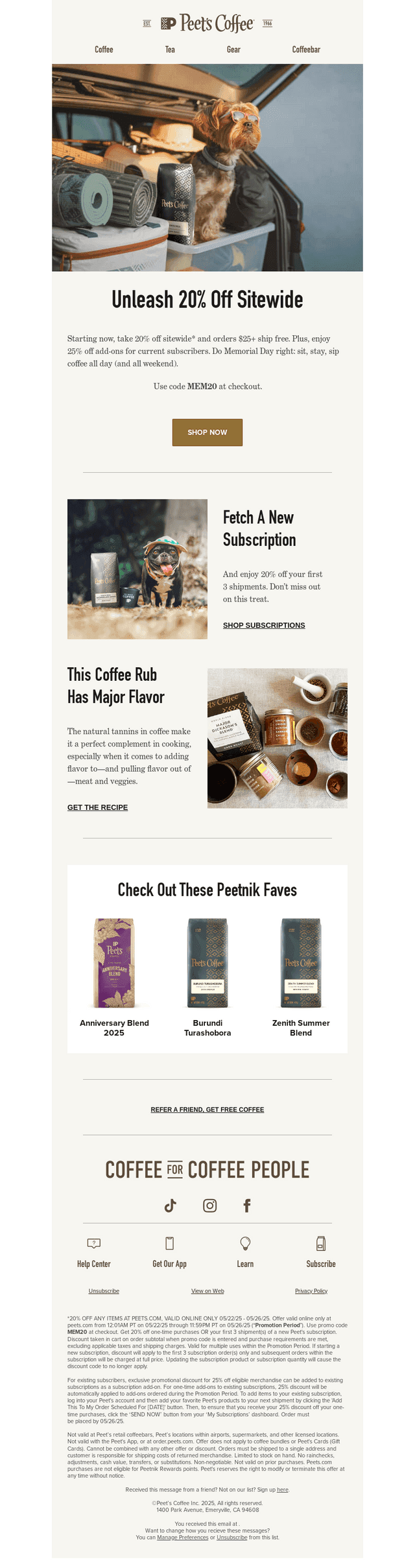 Peet's Coffee email from Thu, May 22, 2025