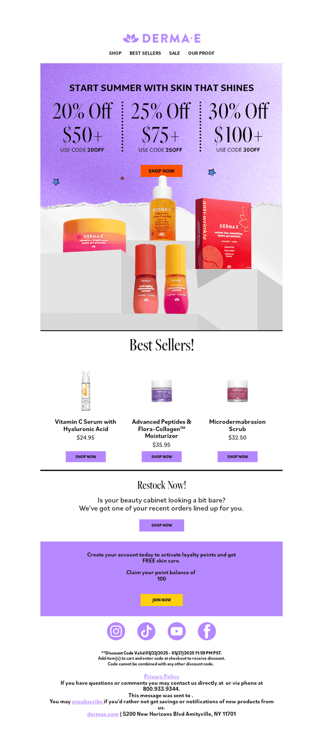 🛍️ Save 30% on DERMA E Favorites – Use Code 30OFF