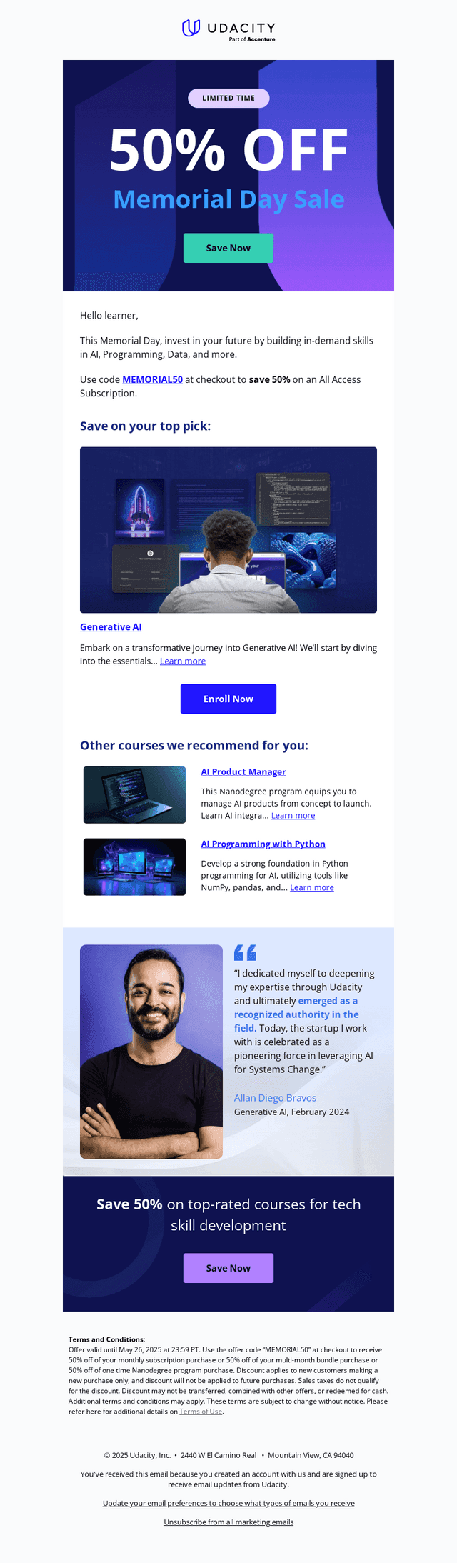Udacity email from Thu, May 22, 2025