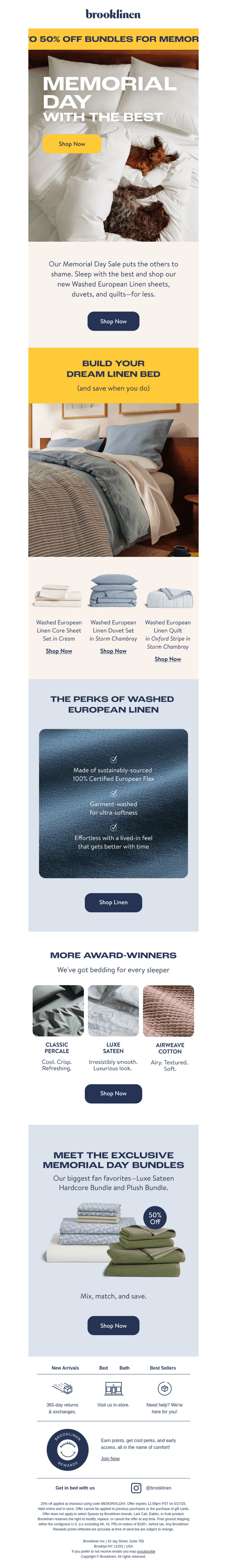 Brooklinen email from Thu, May 22, 2025