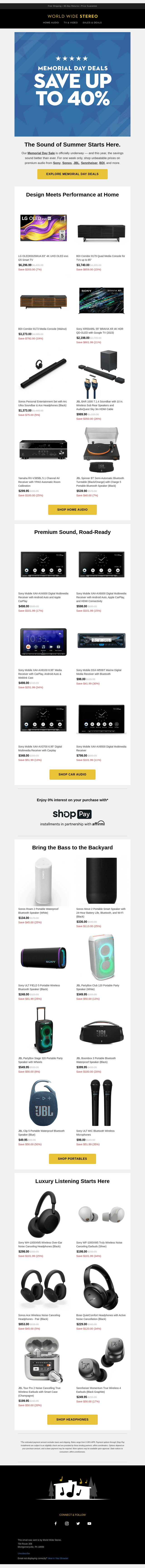 World Wide Stereo email from Thu, May 22, 2025