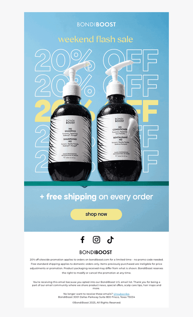 20% off + free shipping 💛