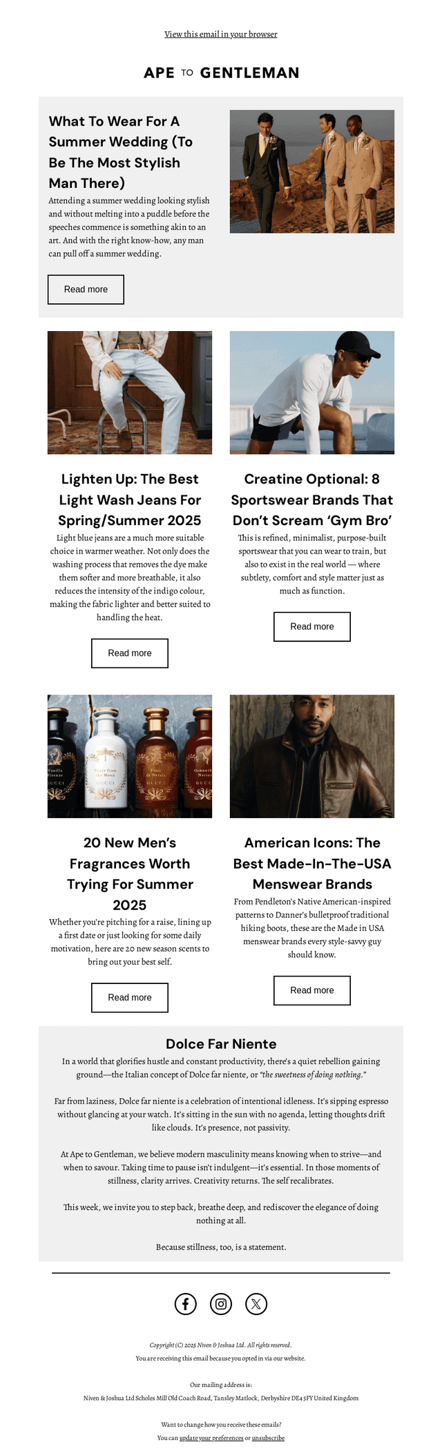 Ape to Gentleman email from Fri, May 23, 2025