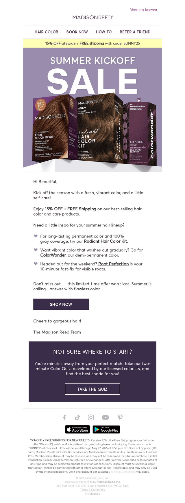 Madison Reed email from Fri, May 23, 2025