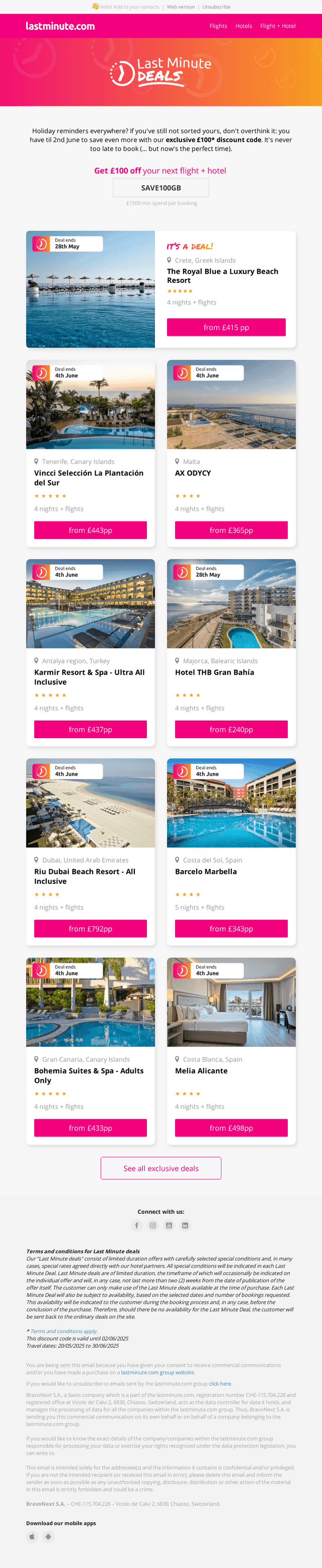 Get £100* off your next holiday