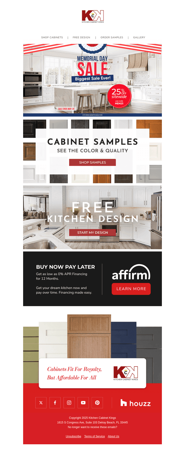 Kitchen Cabinet Kings email from Fri, May 23, 2025
