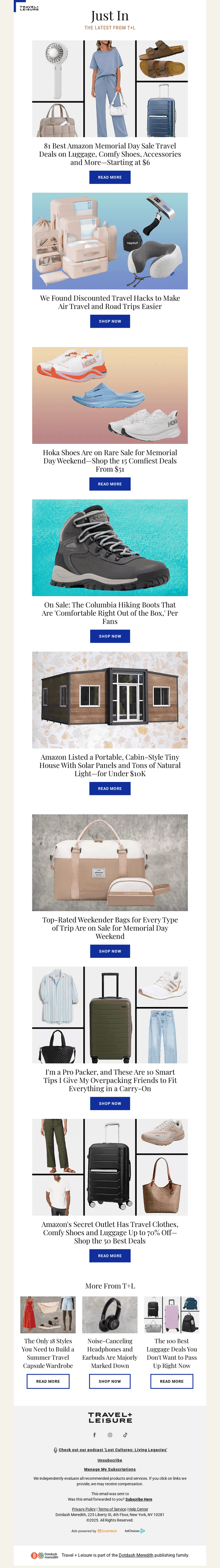 Travel + Leisure email from Sat, May 24, 2025