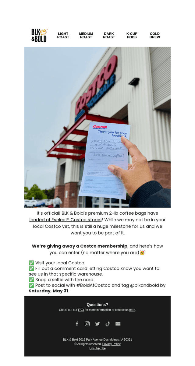 Help BLK & Bold Get into Your Local Costco!☕
