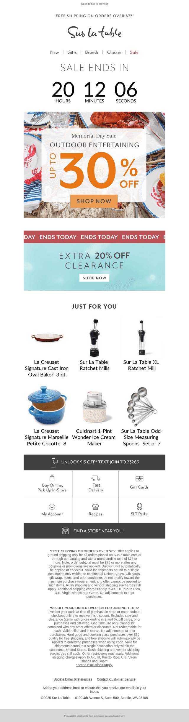 Sur La Table email from Mon, May 26, 2025