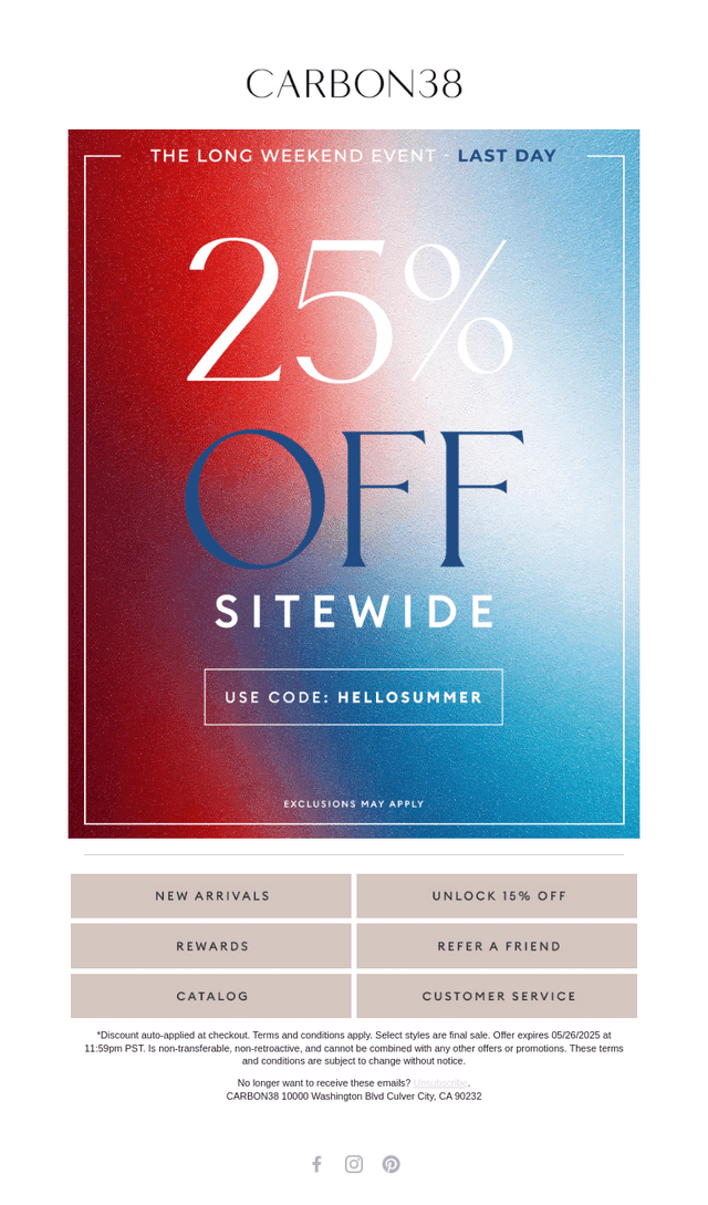 LAST DAY: 25% off Sitewide
