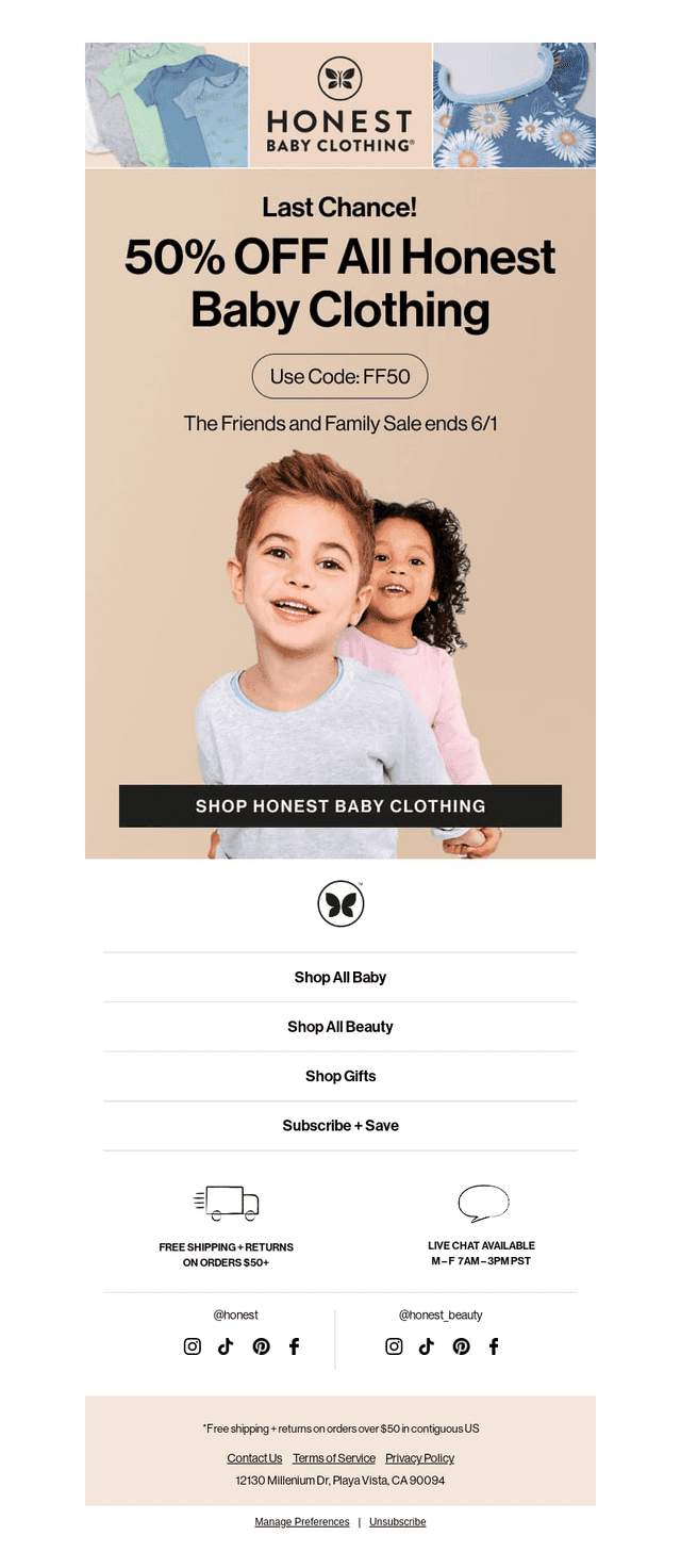 Honest Company email from Mon, May 26, 2025