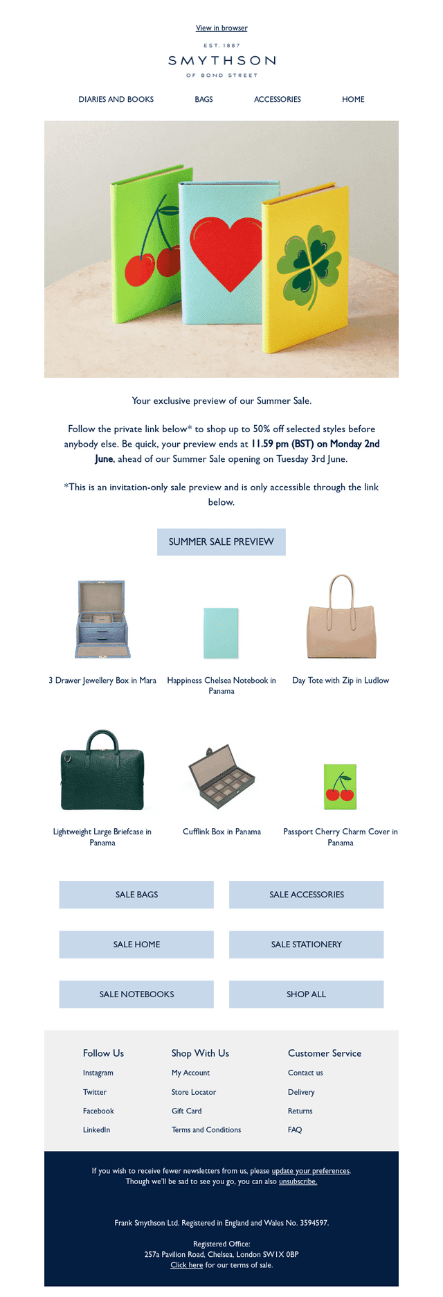 Smythson email from Mon, May 26, 2025