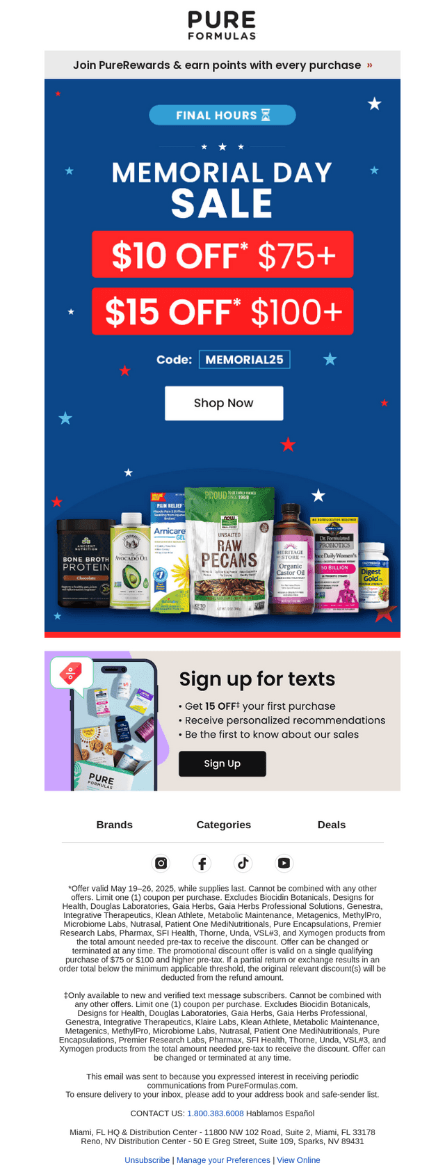 PureFormulas email from Tue, May 27, 2025