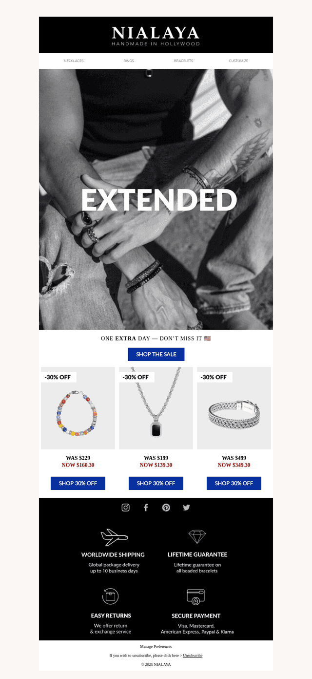 One More Day. 30% Off Everything.