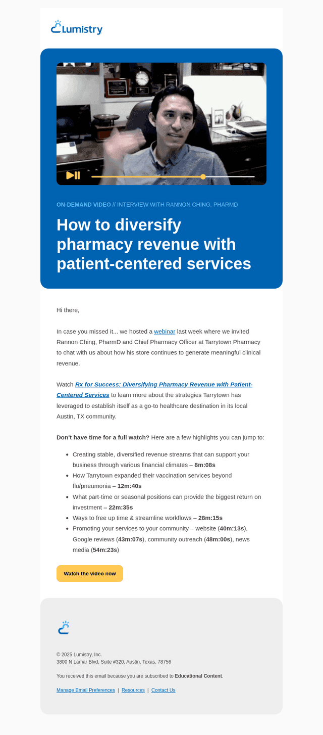 [Video] Diversifying pharmacy revenue