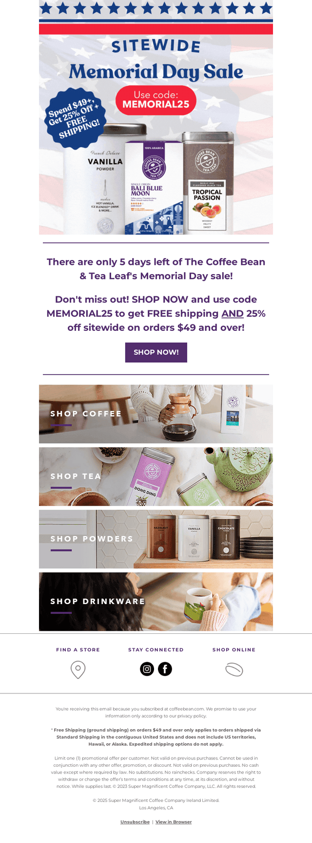 The Coffee Bean & Tea Leaf email from Tue, May 27, 2025
