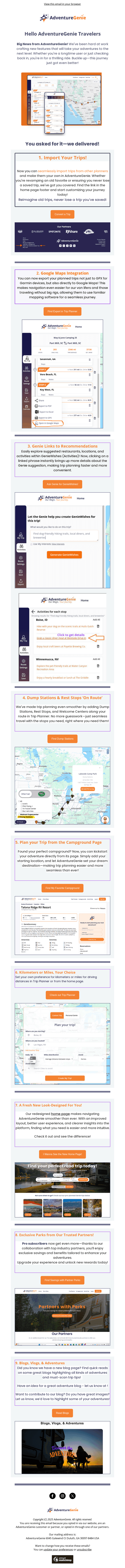 Adventure Genie email from Tue, May 27, 2025