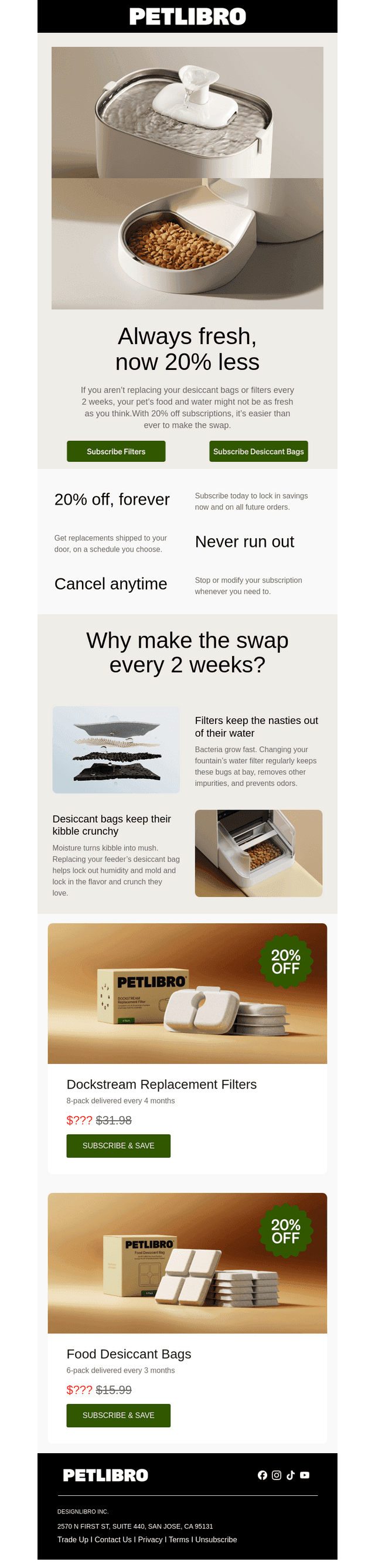 Save 20% on a filter or desiccant bag subscription