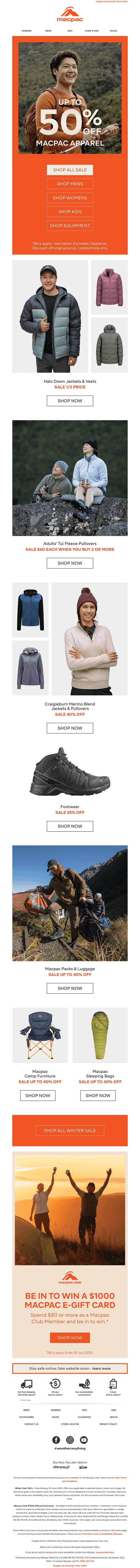 Shop up to 50% off Macpac Apparel