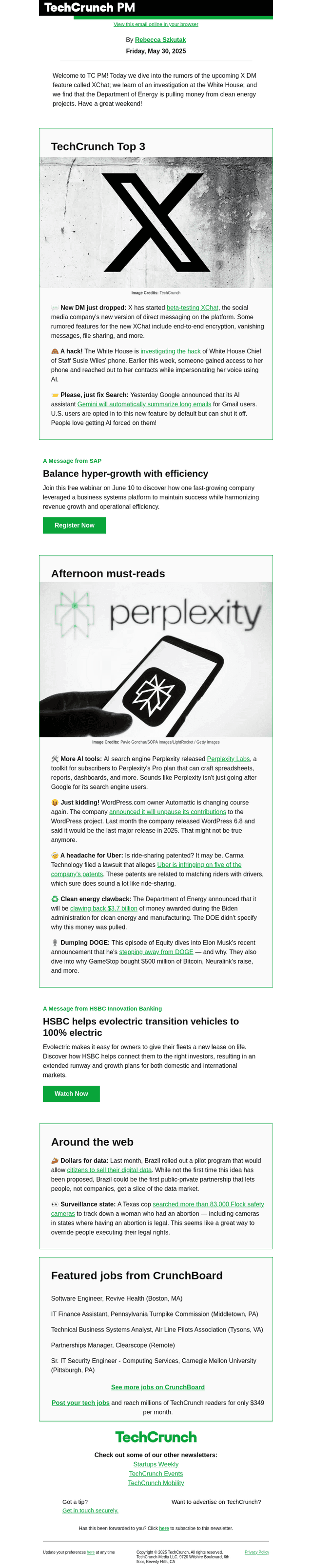 TechCrunch email from Fri, May 30, 2025