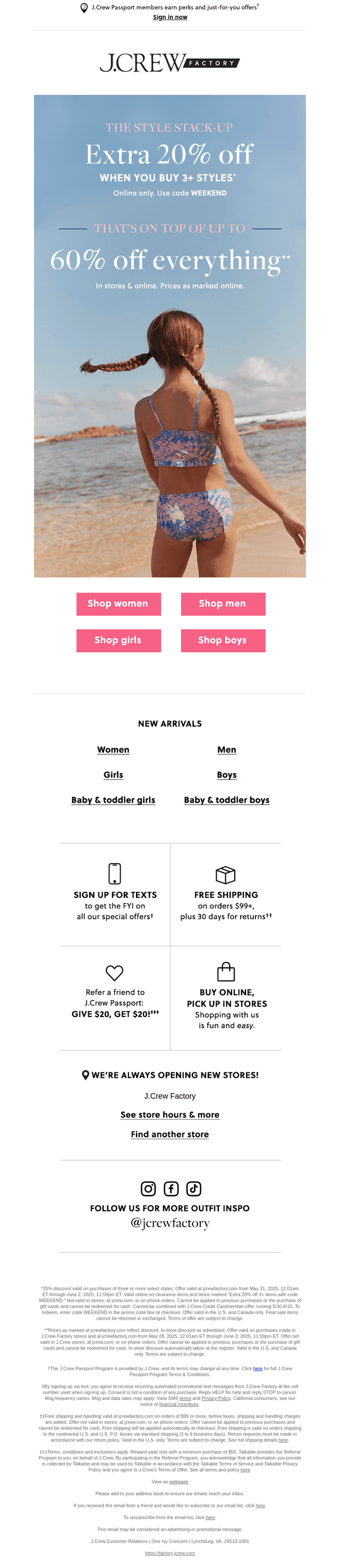 Extra 20% off your order + up to 60% off everything = a great Style Stack-up